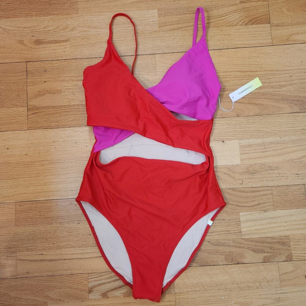 Summersalt Swimsuit Size 12 Sea Breeze Pink Orange One Piece Bathing Womens